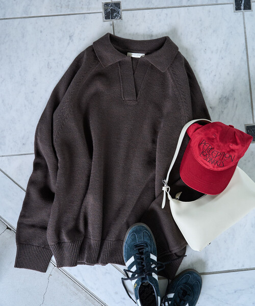 限定展開 ポロ襟 スキッパー ニット プルオーバー（ニット