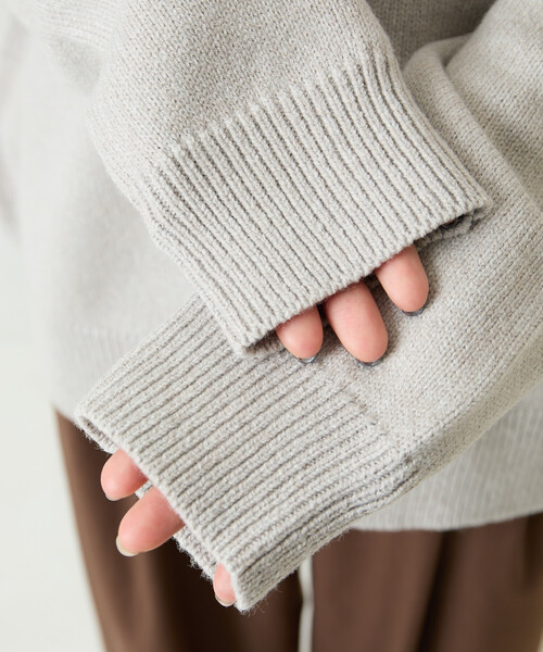 FREAK'S STORE（フリークスストア）の「限定展開　ポロ襟 スキッパー ニット プルオーバー（ニット/セーター・レディース・グレー/ナチュラル/ブラック/ネイビー/グリーン/レッド/ブラウン・ﾌﾘ-）」の9枚目の写真
