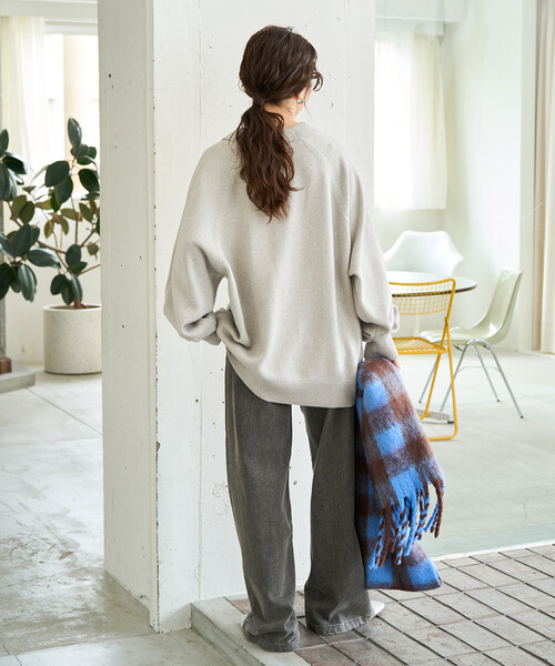 FREAK'S STORE（フリークスストア）の「限定展開　ポロ襟 スキッパー ニット プルオーバー（ニット/セーター・レディース・グレー/ナチュラル/ブラック/ネイビー/グリーン/レッド/ブラウン・ﾌﾘ-）」の13枚目の写真