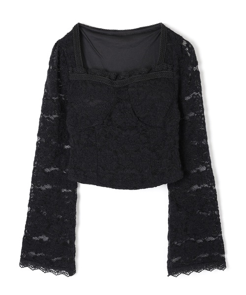 M DOLLY(エムドリー)の「flower lace serica ribbon tops / フラワーレースセリカリボントップス(その他トップス・レディース・ホワイト/ブラック・FREE)」の15枚目の写真