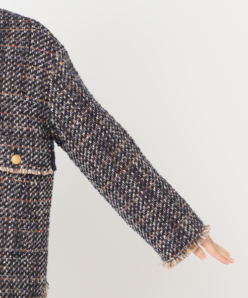 SP】GIOLICAツイードワイドジャケット（ノーカラージャケット