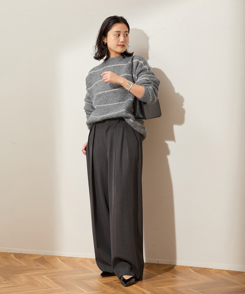 journal standard L'essage（ジャーナルスタンダードレサージュ）の「ウールシャギーMIXボーダープルオーバー（ニット/セーター・レディース・ネイビー/グレー・FREE）」の3枚目の写真