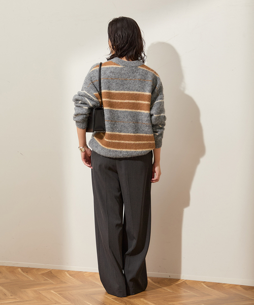 journal standard L'essage（ジャーナルスタンダードレサージュ）の「ウールシャギーMIXボーダープルオーバー（ニット/セーター・レディース・ネイビー/グレー・FREE）」の5枚目の写真