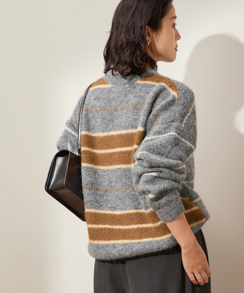 journal standard L'essage（ジャーナルスタンダードレサージュ）の「ウールシャギーMIXボーダープルオーバー（ニット/セーター・レディース・ネイビー/グレー・FREE）」の7枚目の写真