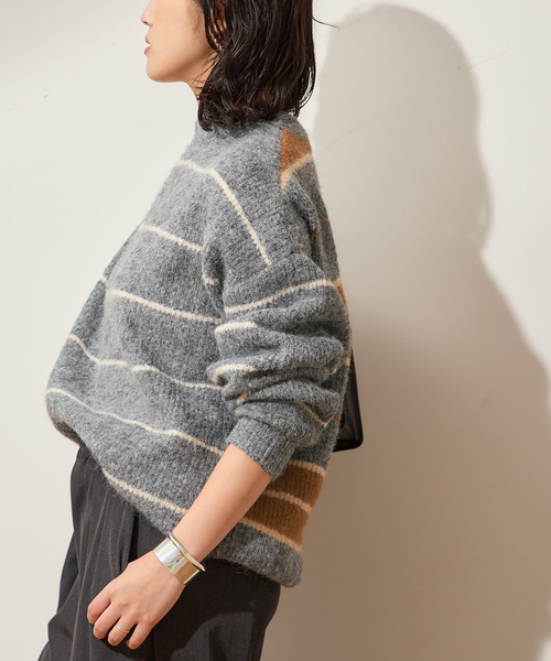 journal standard L'essage（ジャーナルスタンダードレサージュ）の「ウールシャギーMIXボーダープルオーバー（ニット/セーター・レディース・ネイビー/グレー・FREE）」の8枚目の写真