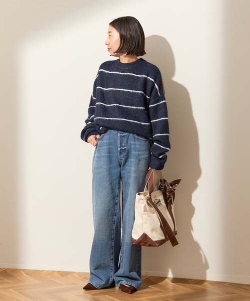 journal standard L'essage（ジャーナルスタンダードレサージュ）の「ウールシャギーMIXボーダープルオーバー（ニット/セーター・レディース・ネイビー/グレー・FREE）」の9枚目の写真