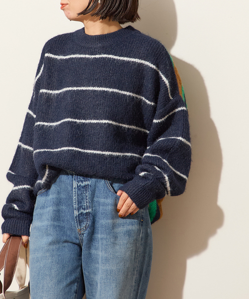 journal standard L'essage（ジャーナルスタンダードレサージュ）の「ウールシャギーMIXボーダープルオーバー（ニット/セーター・レディース・ネイビー/グレー・FREE）」の12枚目の写真