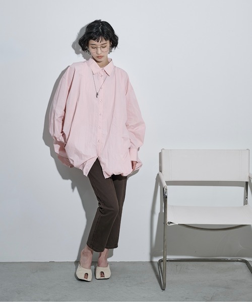 THE YOn（ザヨン）の「バルーンヘムミニシャツOP（シャツワンピース・レディース・ブラック/ライトグレー/アイボリー/サックスブルー/ピンク・FREE）」の10枚目の写真