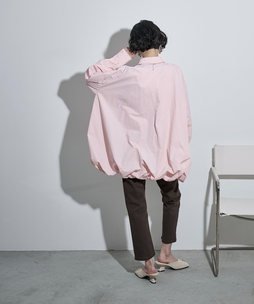 THE YOn（ザヨン）の「バルーンヘムミニシャツOP（シャツワンピース・レディース・ブラック/ライトグレー/アイボリー/サックスブルー/ピンク・FREE）」の6枚目の写真