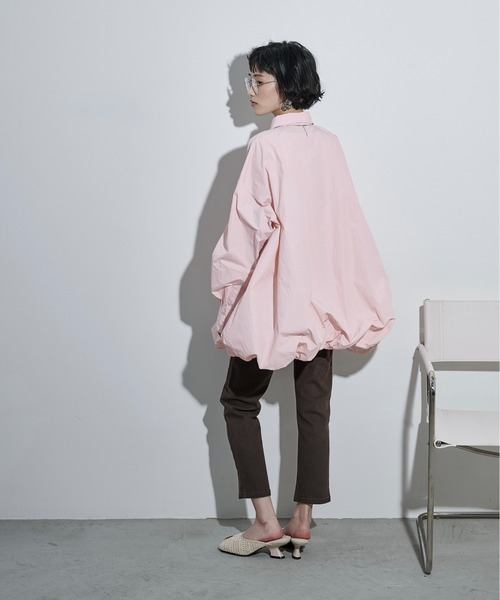 THE YOn（ザヨン）の「バルーンヘムミニシャツOP（シャツワンピース・レディース・ブラック/ライトグレー/アイボリー/サックスブルー/ピンク・FREE）」の7枚目の写真