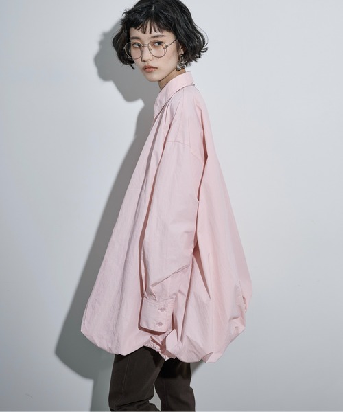 THE YOn（ザヨン）の「バルーンヘムミニシャツOP（シャツワンピース・レディース・ブラック/ライトグレー/アイボリー/サックスブルー/ピンク・FREE）」の12枚目の写真