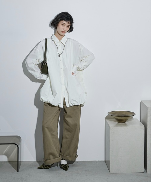 THE YOn（ザヨン）の「バルーンヘムミニシャツOP（シャツワンピース・レディース・ブラック/ライトグレー/アイボリー/サックスブルー/ピンク・FREE）」の22枚目の写真