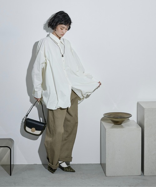 THE YOn（ザヨン）の「バルーンヘムミニシャツOP（シャツワンピース・レディース・ブラック/ライトグレー/アイボリー/サックスブルー/ピンク・FREE）」の21枚目の写真