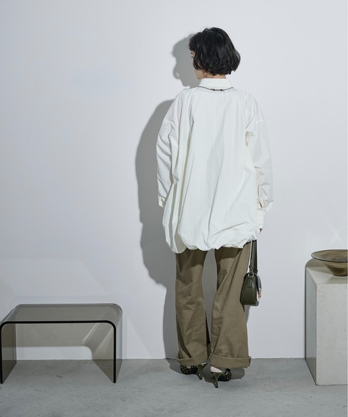 THE YOn（ザヨン）の「バルーンヘムミニシャツOP（シャツワンピース・レディース・ブラック/ライトグレー/アイボリー/サックスブルー/ピンク・FREE）」の19枚目の写真