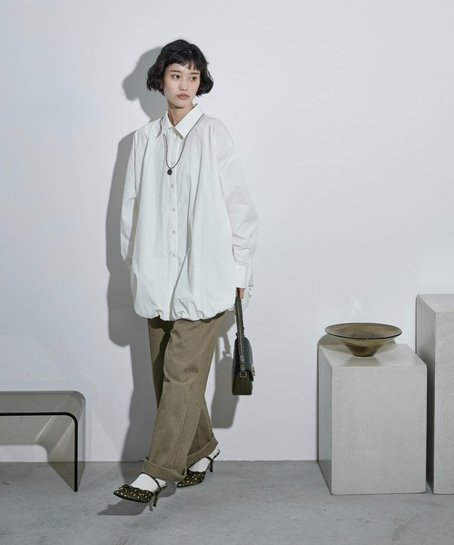 THE YOn（ザヨン）の「バルーンヘムミニシャツOP（シャツワンピース・レディース・ブラック/ライトグレー/アイボリー/サックスブルー/ピンク・FREE）」の20枚目の写真