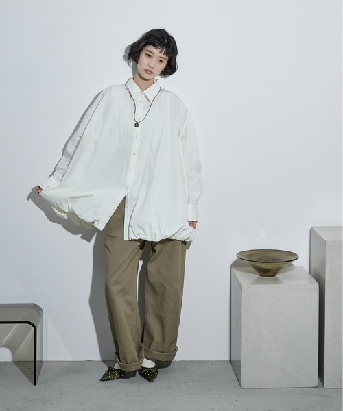 THE YOn（ザヨン）の「バルーンヘムミニシャツOP（シャツワンピース・レディース・ブラック/ライトグレー/アイボリー/サックスブルー/ピンク・FREE）」の18枚目の写真