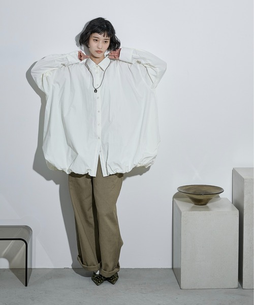 THE YOn（ザヨン）の「バルーンヘムミニシャツOP（シャツワンピース・レディース・ブラック/ライトグレー/アイボリー/サックスブルー/ピンク・FREE）」の17枚目の写真