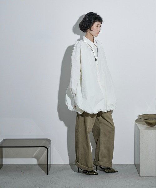 THE YOn（ザヨン）の「バルーンヘムミニシャツOP（シャツワンピース・レディース・ブラック/ライトグレー/アイボリー/サックスブルー/ピンク・FREE）」の16枚目の写真