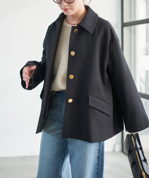 Spick & Span（スピックアンドスパン）の「TRADITIONAL WEATHERWEAR 別注LINTON SHORT*（ステンカラーコート・レディース・ネイビー/ブラック・34）」の6枚目の写真