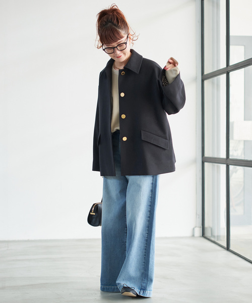 Spick & Span（スピックアンドスパン）の「TRADITIONAL WEATHERWEAR 別注LINTON SHORT*（ステンカラーコート・レディース・ネイビー/ブラック・34）」の11枚目の写真