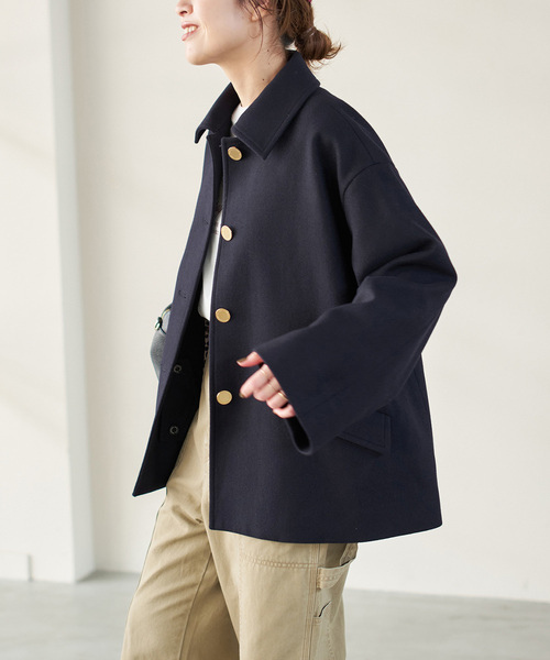 Spick & Span（スピックアンドスパン）の「TRADITIONAL WEATHERWEAR 別注LINTON SHORT*（ステンカラーコート・レディース・ネイビー/ブラック・34）」の15枚目の写真
