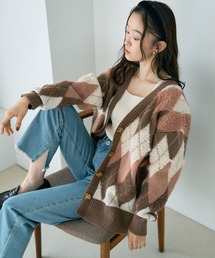 earth music&ecology | ループ編みアーガイルカーディガン(カーディガン/ボレロ)