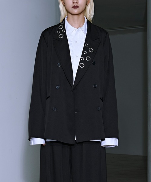 孤独　Ellno loset ハトメコードトラックジャケット セール】ハトメデザインテーラードジャケット（テーラード