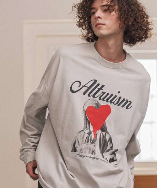 CAMBIO(カンビオ)の「mlt5417- プリントロンT_Altruism カットソー(2502113MCB)(Tシャツ/カットソー・メンズ・ホワイト/ブラック/グレー系その他・S/M/L/XL)」の3枚目の写真