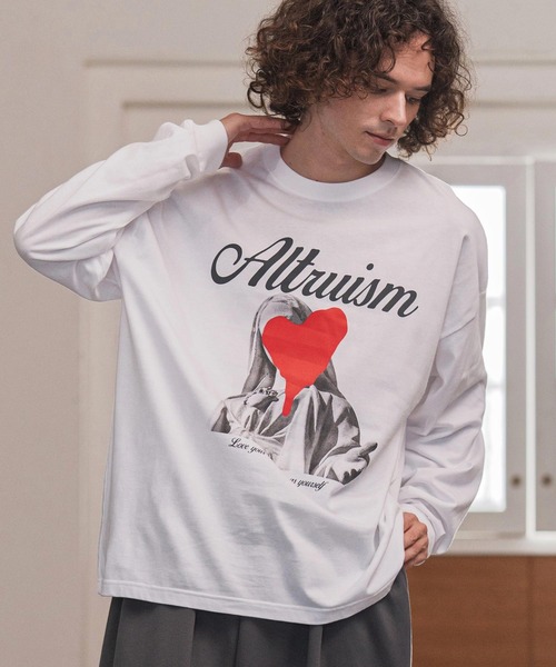 CAMBIO(カンビオ)の「mlt5417- プリントロンT_Altruism カットソー(2502113MCB)(Tシャツ/カットソー・メンズ・ホワイト/ブラック/グレー系その他・S/M/L/XL)」の2枚目の写真