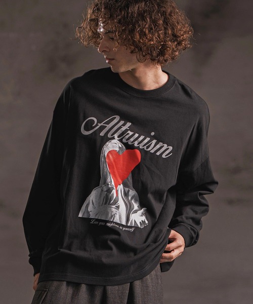 CAMBIO(カンビオ)の「mlt5417- プリントロンT_Altruism カットソー(2502113MCB)(Tシャツ/カットソー・メンズ・ホワイト/ブラック/グレー系その他・S/M/L/XL)」の4枚目の写真