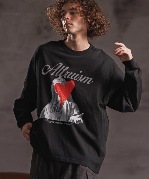 CAMBIO(カンビオ)の「mlt5417- プリントロンT_Altruism カットソー(2502113MCB)(Tシャツ/カットソー・メンズ・ホワイト/ブラック/グレー系その他・S/M/L/XL)」の5枚目の写真