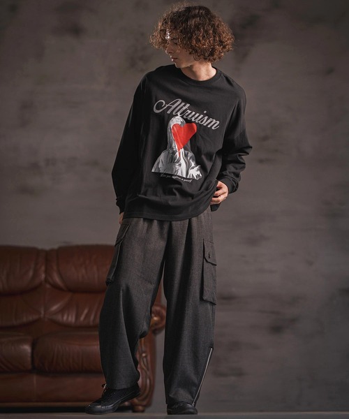 CAMBIO(カンビオ)の「mlt5417- プリントロンT_Altruism カットソー(2502113MCB)(Tシャツ/カットソー・メンズ・ホワイト/ブラック/グレー系その他・S/M/L/XL)」の6枚目の写真