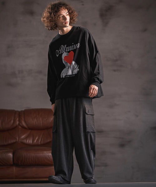 CAMBIO(カンビオ)の「mlt5417- プリントロンT_Altruism カットソー(2502113MCB)(Tシャツ/カットソー・メンズ・ホワイト/ブラック/グレー系その他・S/M/L/XL)」の7枚目の写真