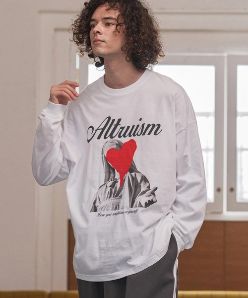 CAMBIO(カンビオ)の「mlt5417- プリントロンT_Altruism カットソー(2502113MCB)(Tシャツ/カットソー・メンズ・ホワイト/ブラック/グレー系その他・S/M/L/XL)」の8枚目の写真