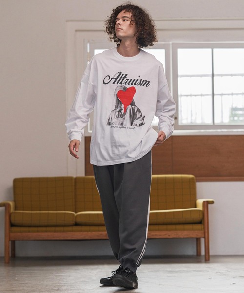 CAMBIO(カンビオ)の「mlt5417- プリントロンT_Altruism カットソー(2502113MCB)(Tシャツ/カットソー・メンズ・ホワイト/ブラック/グレー系その他・S/M/L/XL)」の10枚目の写真