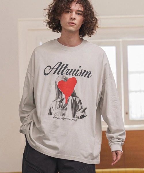 CAMBIO(カンビオ)の「mlt5417- プリントロンT_Altruism カットソー(2502113MCB)(Tシャツ/カットソー・メンズ・ホワイト/ブラック/グレー系その他・S/M/L/XL)」の13枚目の写真