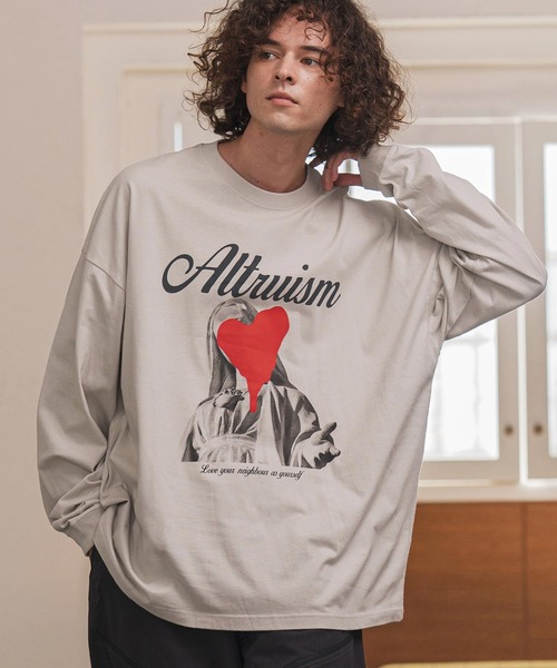 CAMBIO(カンビオ)の「mlt5417- プリントロンT_Altruism カットソー(2502113MCB)(Tシャツ/カットソー・メンズ・ホワイト/ブラック/グレー系その他・S/M/L/XL)」の14枚目の写真