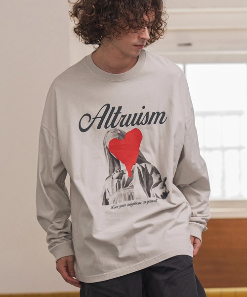 CAMBIO(カンビオ)の「mlt5417- プリントロンT_Altruism カットソー(2502113MCB)(Tシャツ/カットソー・メンズ・ホワイト/ブラック/グレー系その他・S/M/L/XL)」の15枚目の写真