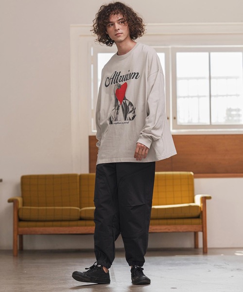 CAMBIO(カンビオ)の「mlt5417- プリントロンT_Altruism カットソー(2502113MCB)(Tシャツ/カットソー・メンズ・ホワイト/ブラック/グレー系その他・S/M/L/XL)」の16枚目の写真