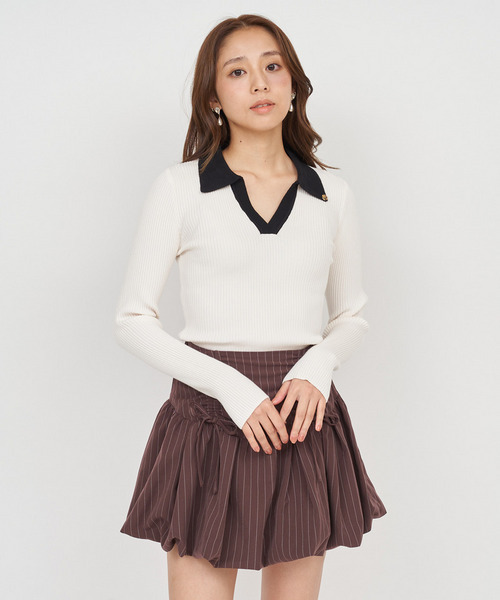 ROYAL PARTY（ロイヤルパーティー）の「ウォッシャブルスキッパーニットトップス（ニット/セーター・レディース・ブラック/マルチ/オフホワイト/グレー/ボルドー・FREE）」の3枚目の写真