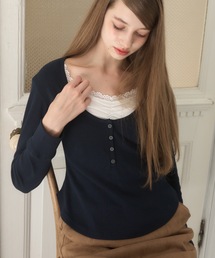 Birthday room | レイヤード風ヘンリーネックトップス/layered henry neck tops(Tシャツ/カットソー)