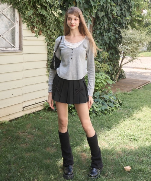 Birthday room(バースデイルーム)の「レイヤード風ヘンリーネックトップス/layered henry neck tops(Tシャツ/カットソー・レディース・ネイビー/グレー・FREE)」の15枚目の写真