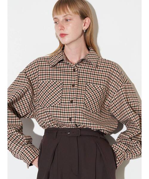 ELENDEEK（エレンディーク）の「バラエティマテリアルオーバーシャツ（シャツ/ブラウス・レディース・オフホワイト/その他1/ブラウン・FREE）」の11枚目の写真