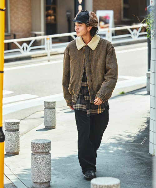 NAUTICA/ノーティカ 衿ボア フェイクムートン ブリーチ加工 フライト