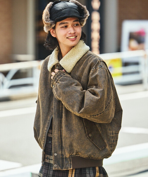 セール】NAUTICA/ノーティカ 衿ボア フェイクムートン ブリーチ加工