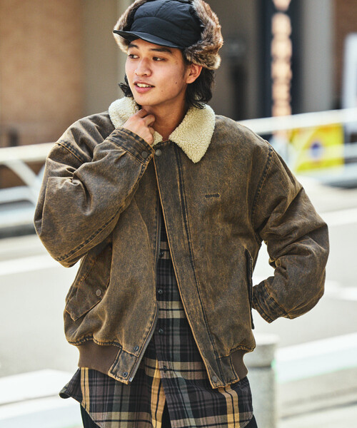 Komeo☆美品古着☆ヒロミチナカノ　フライトジャケット　リアルファー NAUTICA/ノーティカ 衿ボア フェイクムートン ブリーチ加工 フライト