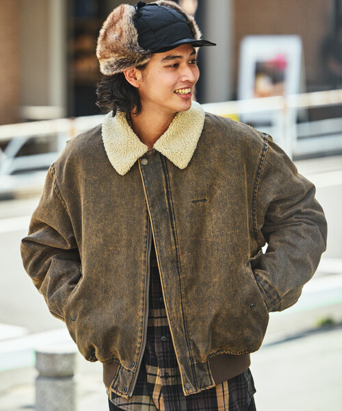 セール】NAUTICA/ノーティカ 衿ボア フェイクムートン ブリーチ加工