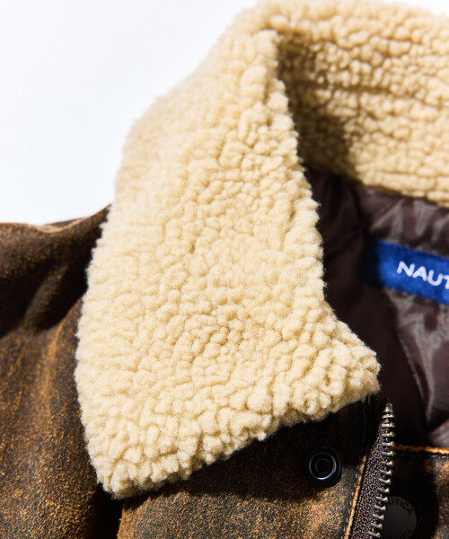 セール】NAUTICA/ノーティカ 衿ボア フェイクムートン ブリーチ加工