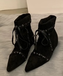 Sibra | ヴィンテージ感漂うスエード風レースアップブーツ（3色展開）(ブーツ)