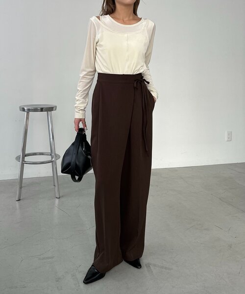 CAPRICIEUX LE'MAGE（カプリシューレマージュ）の「レイヤードベロアTシャツ（Tシャツ/カットソー・レディース・ブラック/グレイッシュベージュ/ホワイト系その他・FREE）」の5枚目の写真